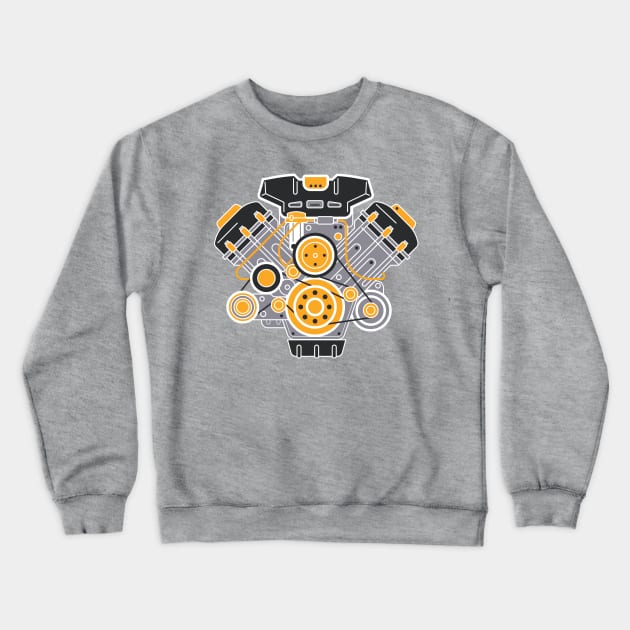 V8 Engine Diagram Crewneck Sweatshirt by funkymonkeytees